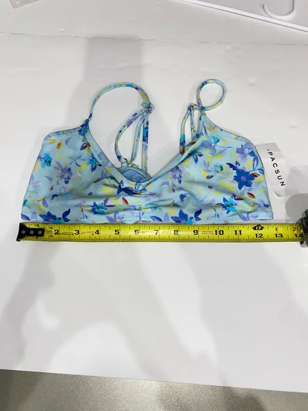 Pacsun Blue Floral Bikini Top Size L - Image 4