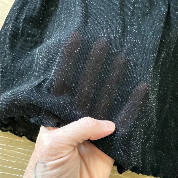 White Fox Mini Dress Sleeveless Sparkly V Neck Size S Black Silver - Image 2