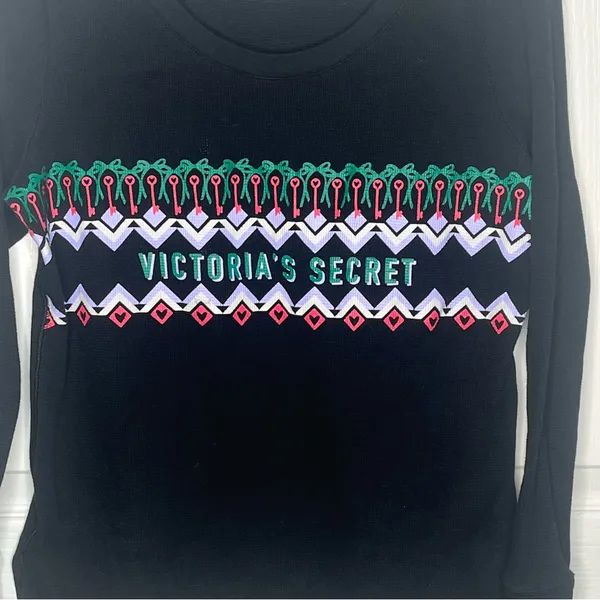 Victoria’s Secret Sz S Christmas Waffle Knit Pajama Top - Image 2