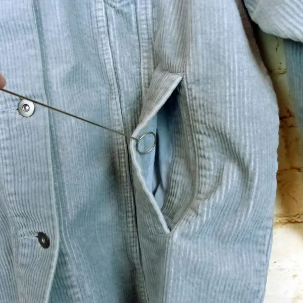 Zara Oversized Corduroy Trucker Jacket Womens XS Baby Blue Raw Hem Gorpcore 90s - Image 11