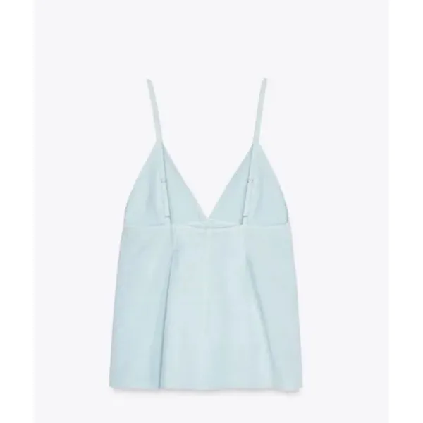 Zara Women XXL‎ Light Blue Linen Blend Button Front V-Neck Camisole Tank Top NWT - Image 5