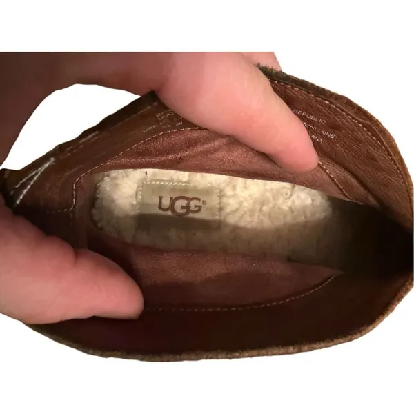 Ugg W Wright Belted Shearling‎ Lined Chestnut Leather Suede Ankle Boots Sz 7 - Image 7