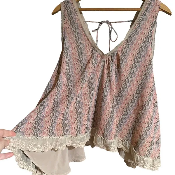Free People Boho Trapeze Lace Top Size Large - Image 5