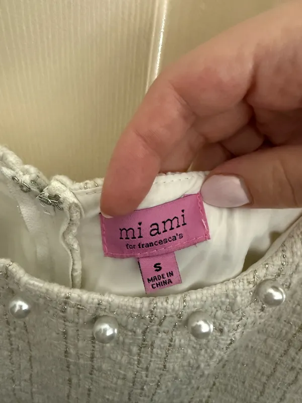 Miami White Tweed Mini Dress - Image 2