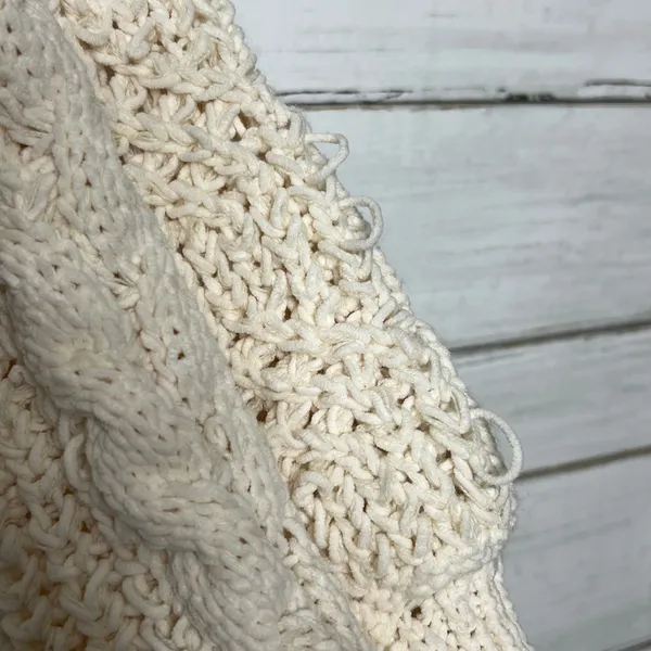 POL Chunky Knit Crew Neck Pullover Sweater Cream Size Small - Image 7