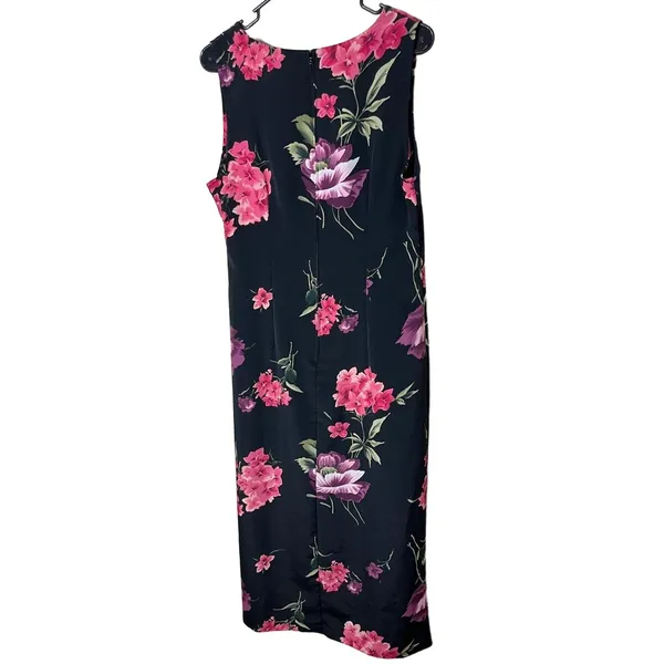 Vintage Sag Harbor 90s Black Floral Pattern‎ Sleeveless Maxi Dress 12 - Image 6