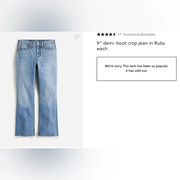 EUC J.Crew Tall 9" demi-boot crop jean in Ruby wash Sold Out Sz 28 Broken Zipper - Image 4