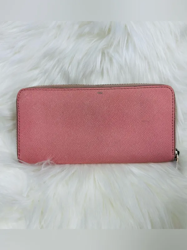 Michael Kors Pink Saffiano Zip Wallet with Gold Hardware - Image 2