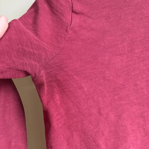 J.Crew Vintage Cotton Long Sleeve T-Shirt Size S Maroon Womens Slub Knit Tee - Image 3