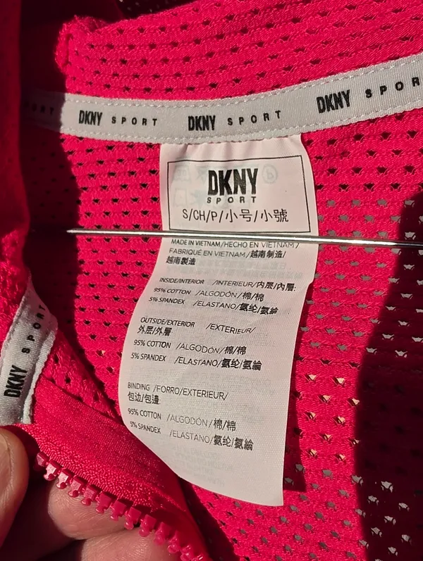 DKNY Sport Small Pink Sprint Mesh Relaxed Full-Zip Hoodie Top - Image 5
