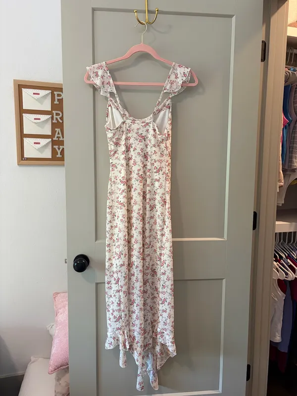 Long Floral Dress Pink Size XS - Image 2