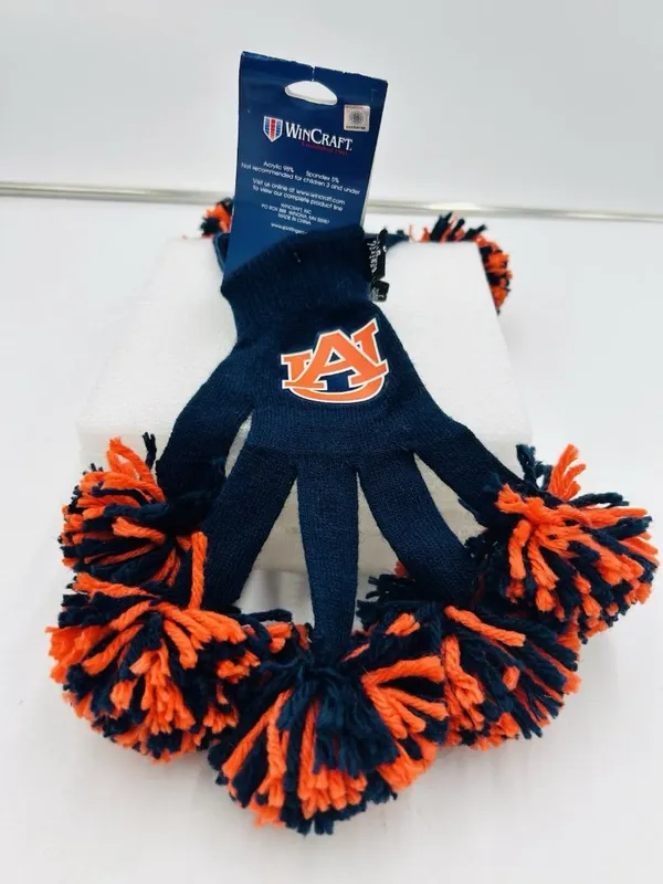 Auburn Tigers Spirit Fingerz Gloves Imperial Football Pompom Fingers NEW - Image 5