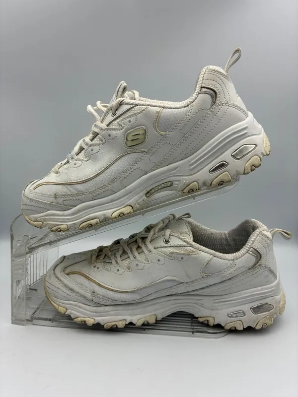 Skechers Women’s 11420EW DLites Wide Comfort Sneakers 9 W White Leather Lace Up - Image 2