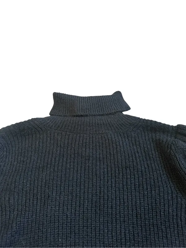 J.Crew Puff Sleeve Alpaca Merino Wool Turtleneck Sweater Black Fall Capsule - Image 4