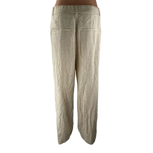 Abercrombie & Fitch Beige Linen High Rise Pleated Wide Leg Trousers Pants Sz 30 - Image 2