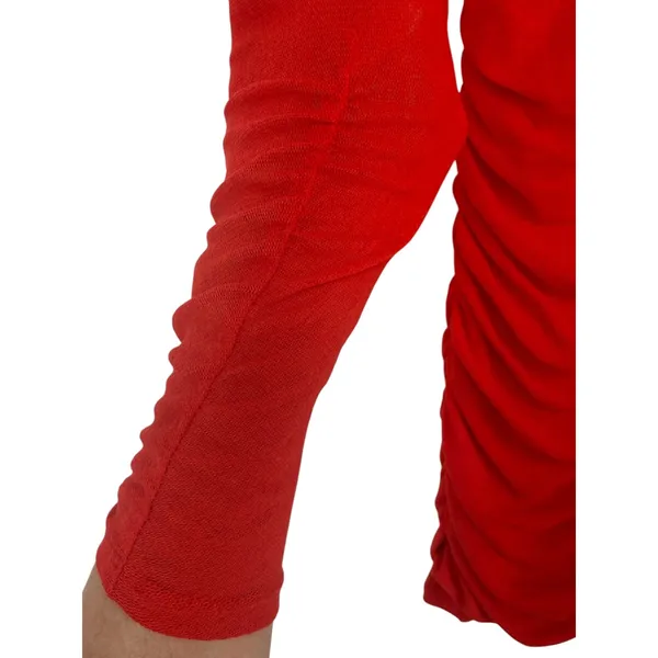 NWT Anthropologie Womens V-Neck Ruched Mesh Long Sleeve Mini Dress Red Size XS - Image 11