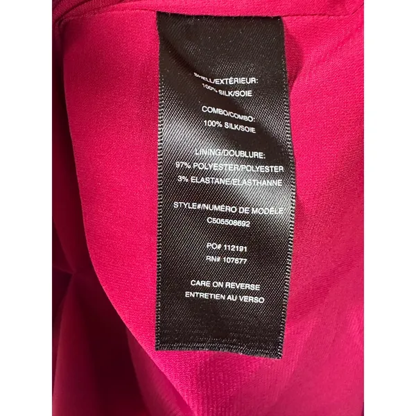 Alice‎ + Olivia Silk Top Raspberry Pink Sleeveless Lace Trim Size 8 Zip Back - Image 3