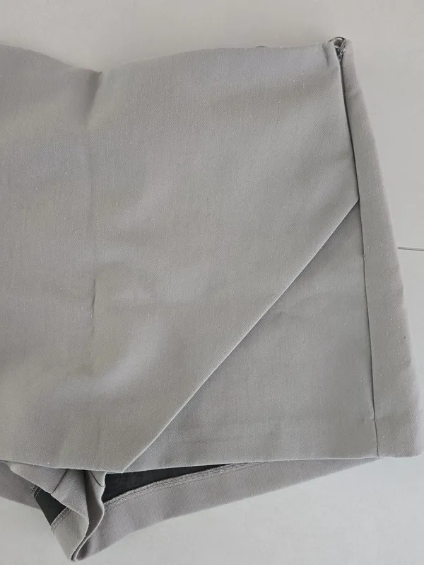 New Zara Gray Asymmetric Wrap Mini Skort Size XXL - Image 4
