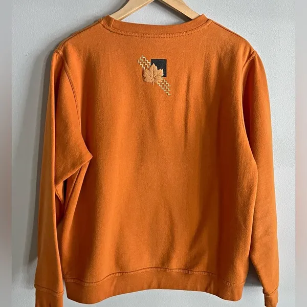 Vintage Frabjous Originals Leaf Appliqué Sweatshirt Rust Orange Sz M 90s - Image 4