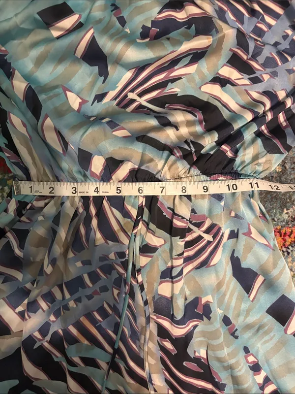Strapless Aqua & Navy Print Maxi Dress with POCKETS! - Image 10