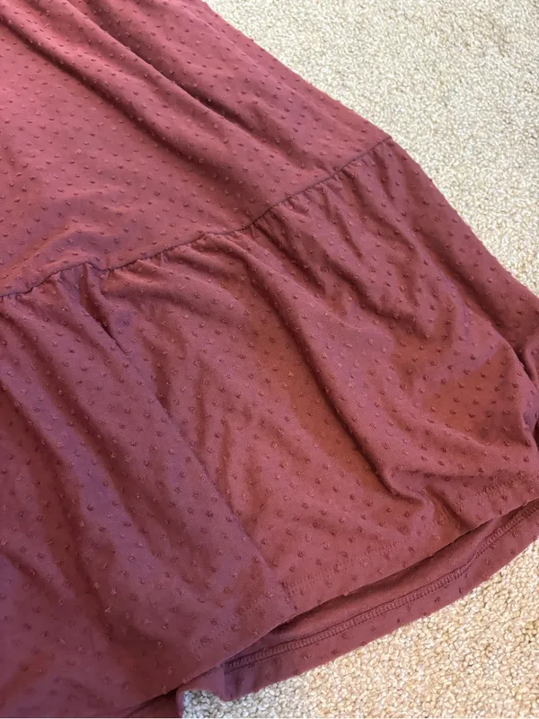 Maurices Rust Maroon Burgundy Swiss Dot Tiered Sleeveless Casual Dress - Image 3