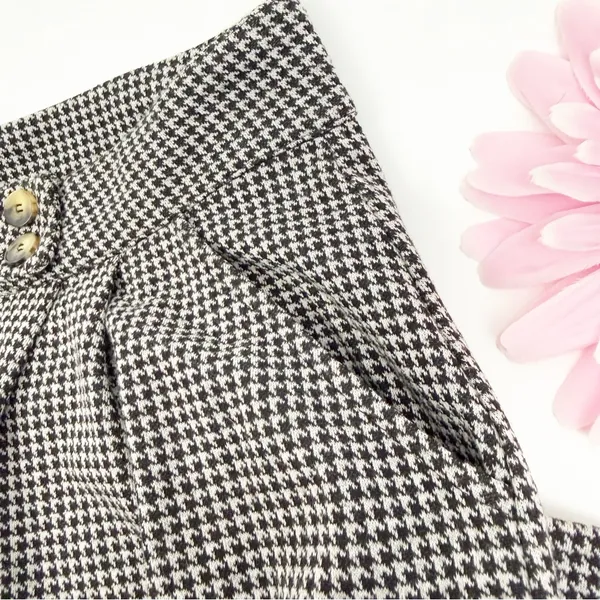 Free People Josie Houndstooth Wide Leg Pants Trousers Black White High Rise Boho - Image 9