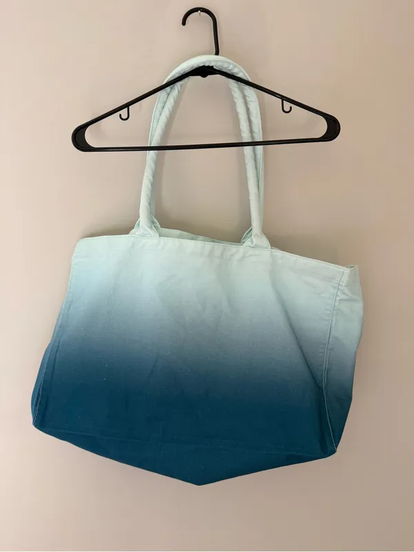 Athleta Blue Ombre Canvas Logo Tote Bag Large Gym Beach Travel - Image 5