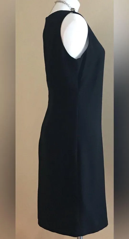 J. Taylor NY Black Sleeveless V Neck Midi Bodycon Business Dress Sz. 14 - Image 5