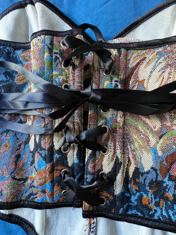 SHEIN S Multicolor Strapless Corset Bustier Top Boned Lace-Up - Image 4
