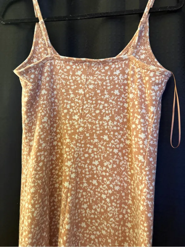 Old Navy Dusty Rose Floral Ribbed Tank Dress - Image 5