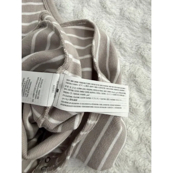 Abercrombie & Fitch Soft A&F Rib Tan Striped Sleeveless High Neck Bodysuit M - Image 5