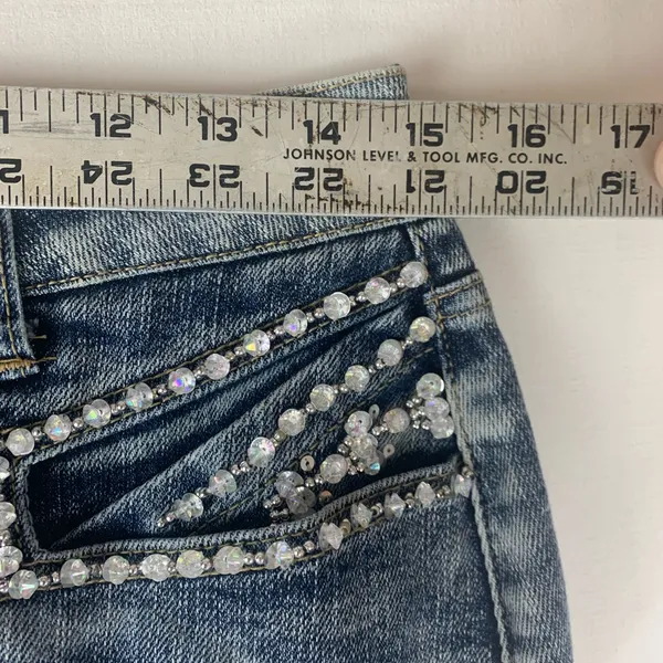 Candie's size 5 30 Asymmetrical Denim White Skirt ruffle cowgirl y2k vintage vib - Image 6