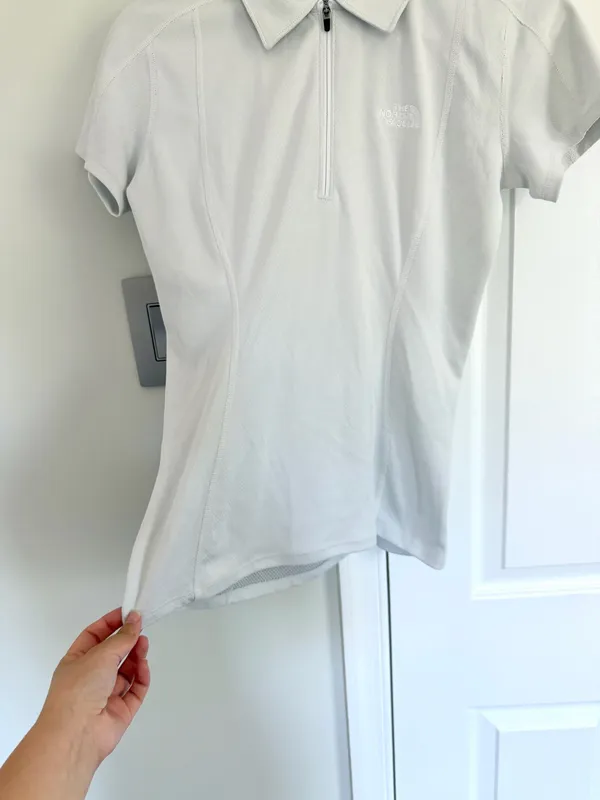 The North Face Women White Quarter Zip Short Sleeve Polo Shirt S P Outdoor Golf - Image 4