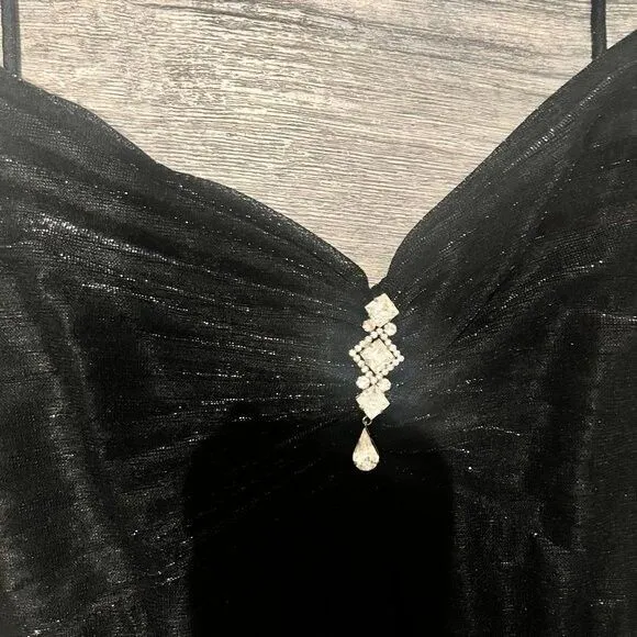 JUMP Womens Black Prom Wedding Guest Sweet‎ 16 Long Maxi Dress Size 5/6 Diamonds - Image 2