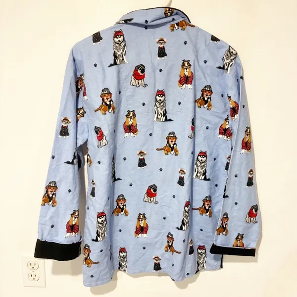 PJ Salvage Pajama Top Hipster Dogs Eyeglasses‎ Button Size XS - Image 6