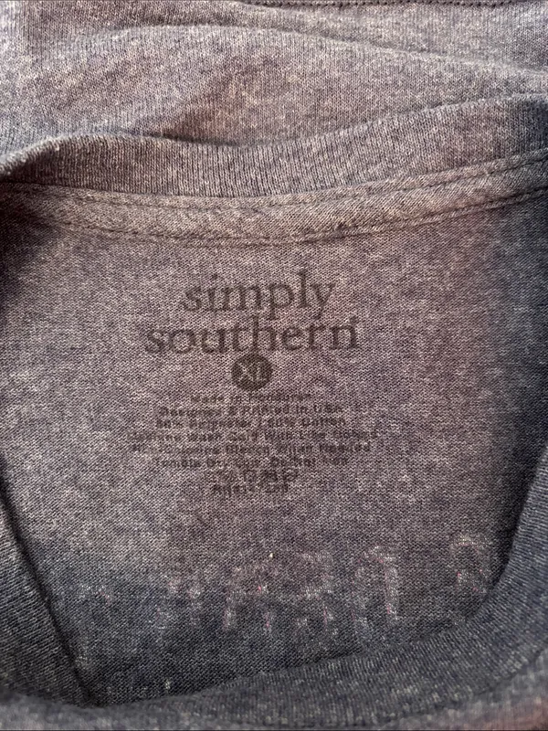 Simply Southern Heather Navy Short Sleeve Tee with Pink Logo - Image 2
