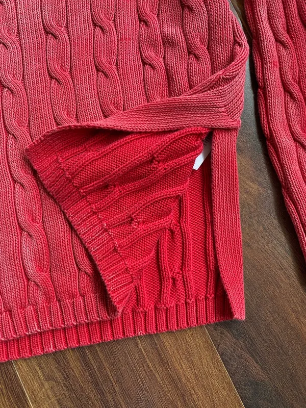 Polo Ralph Lauren 100% Cotton Lightweight Loose Cable Knit Split Hem Sweater S - Image 6