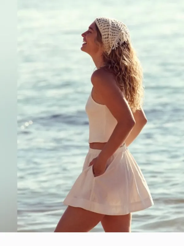 NEW Free People free-est Milani Tank Top Mini Skirt Boho Cotton Set Coconut Milk - Image 2