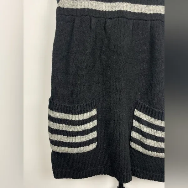 LUX Black Gray‎ Striped Knit Empire Waist Sleeveless Babydoll Sweater Dress - Image 3