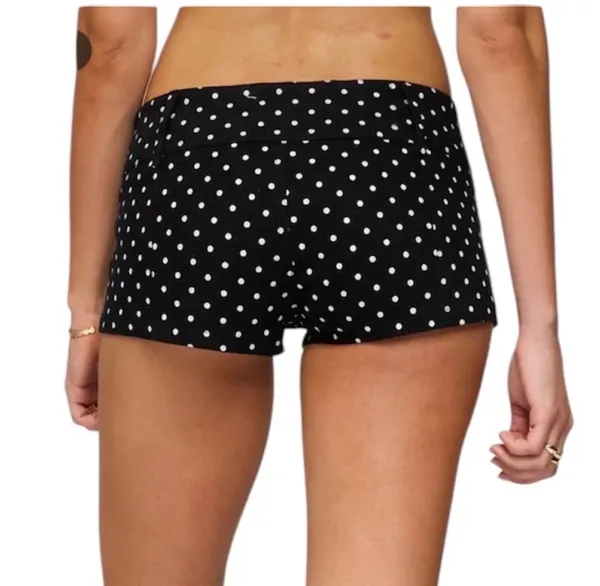 NWT Edikted Black White Polka Dot Short Shorts Stretch Low Rise M - Image 3