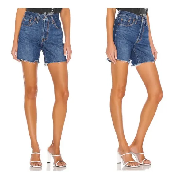 Levi's 501 Mid Thigh High Rise Raw Hem Shorts/Sz:28/NWT - Image 2