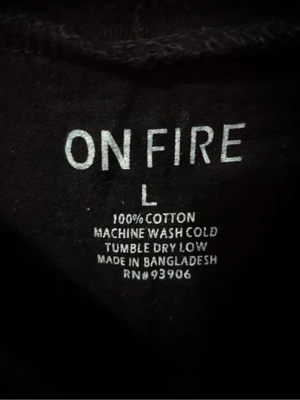 On Fire Black Motorcycle Distressed Graphic Tee L - Image 2
