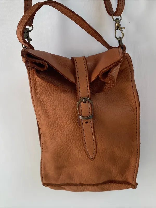 Coldwater Creek Just Right crossbody bag soft calfskin caramel tone leather boho - Image 3