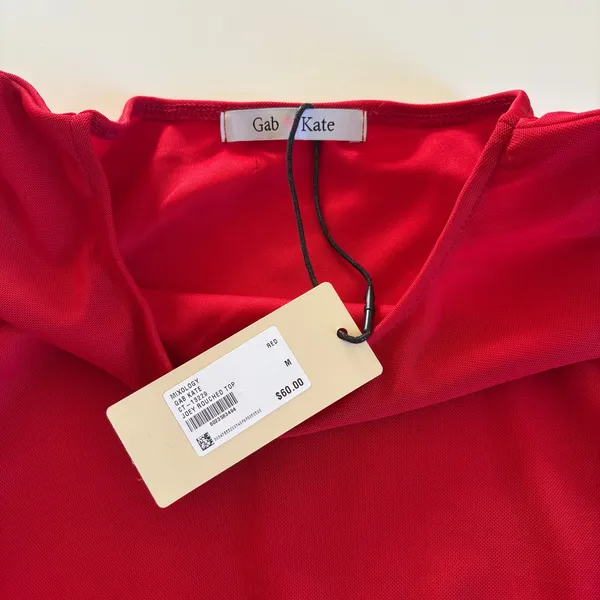 Gab & Kate Joey Red Ruched Sleeveless Top Women’s Medium NWT Romantic Coquette - Image 4