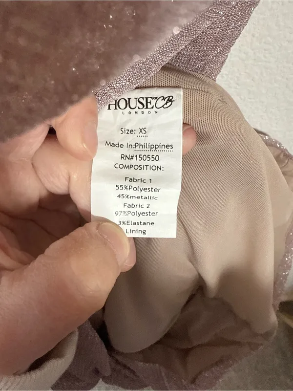 House of CB Ella Pale Pink Sparkle Mesh Mini Dress XS - Image 13