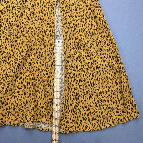AFRM Yellow Cheetah Animal Print Maxi Dress Short Sleeve‎ Front Slit Medium - Image 6