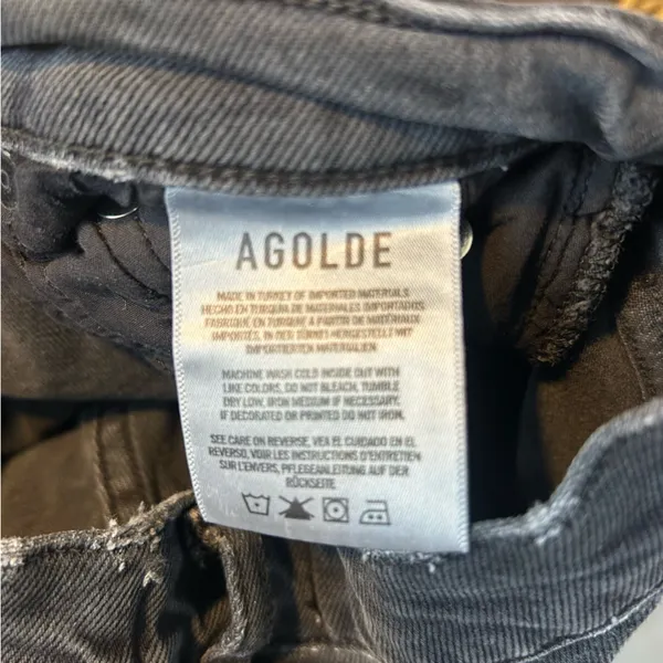 AGOLDE Toni Black Mid Rise Ankle Denim Jeans Raw Hems Size 25 - Image 13