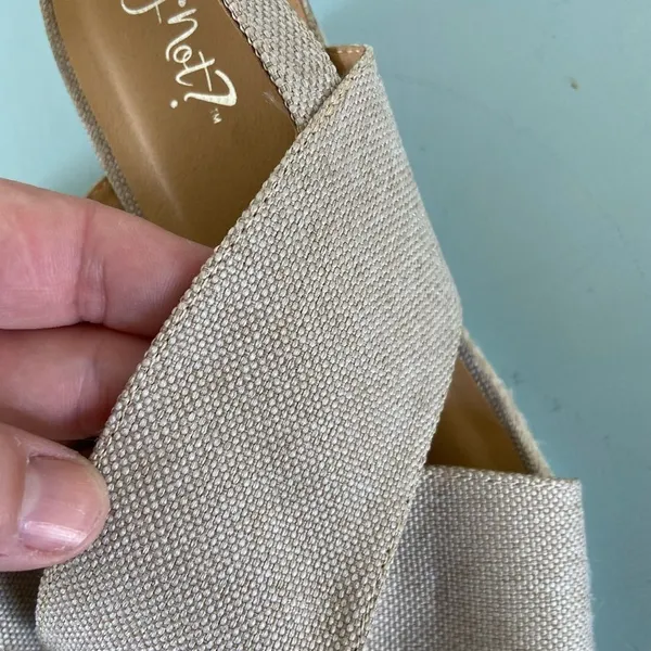 neutral beige espadrille cork platform wedge size 10 - Image 9