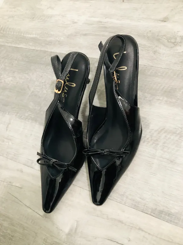 Lulus black bow pointed heels - Image 5