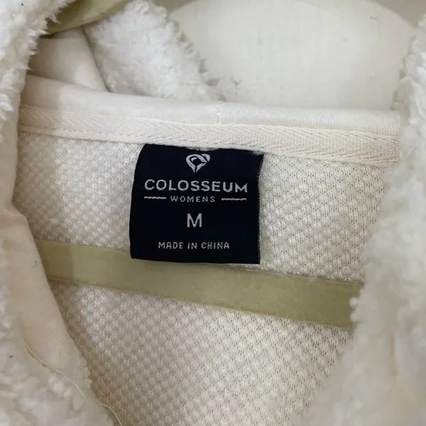 Colosseum K-State Cream Fuzzy 1/4 Button Up Hooded Pullover Top ~ Size M - Image 5